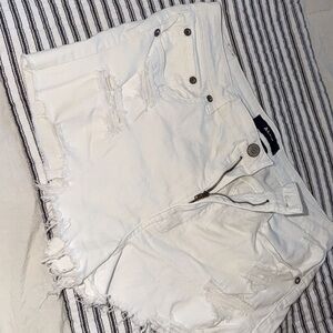 Aeropostale White Distressed Denim Shorts